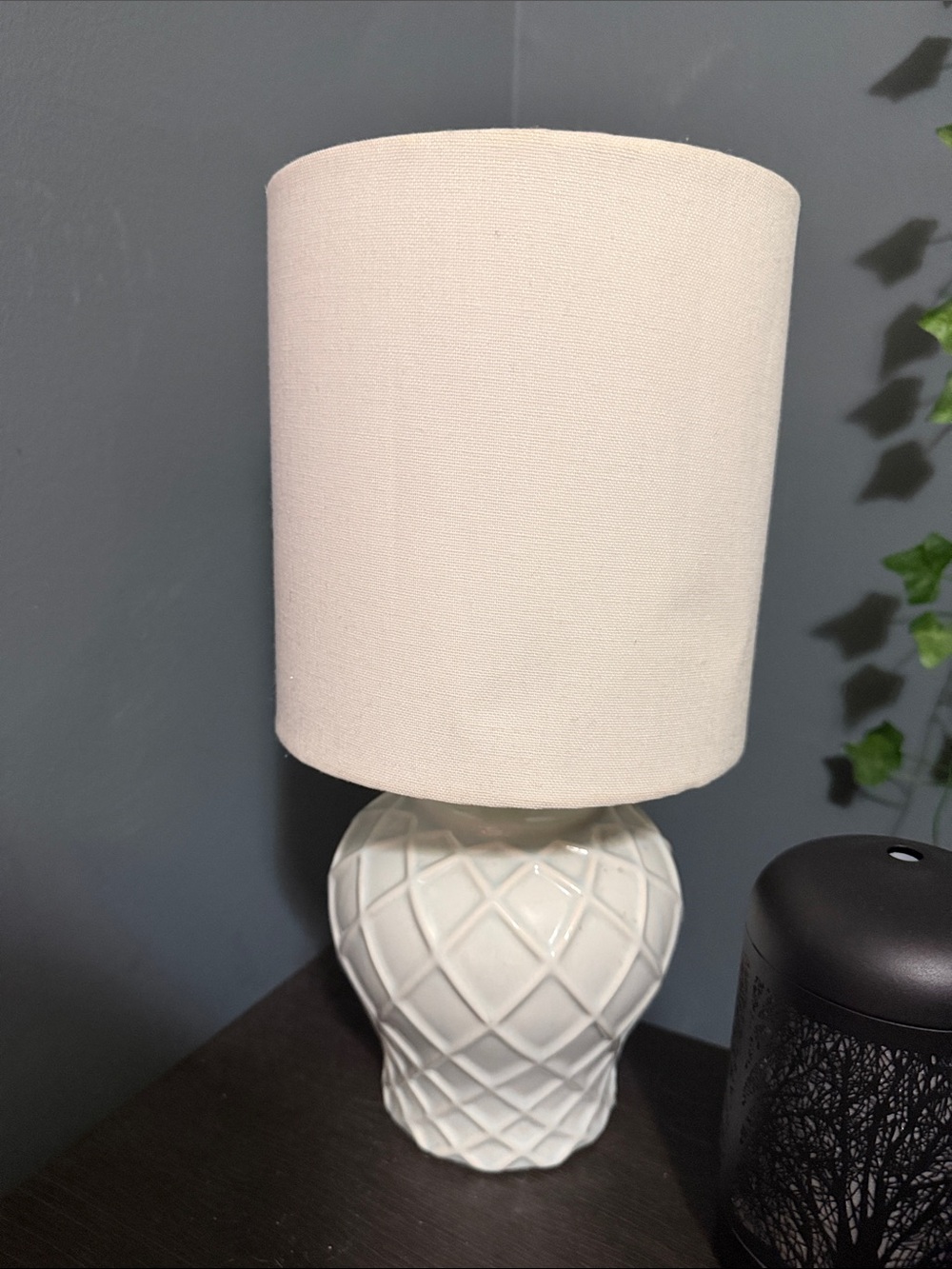 Classic White Ceramic Table Lamp with Ivory Shade